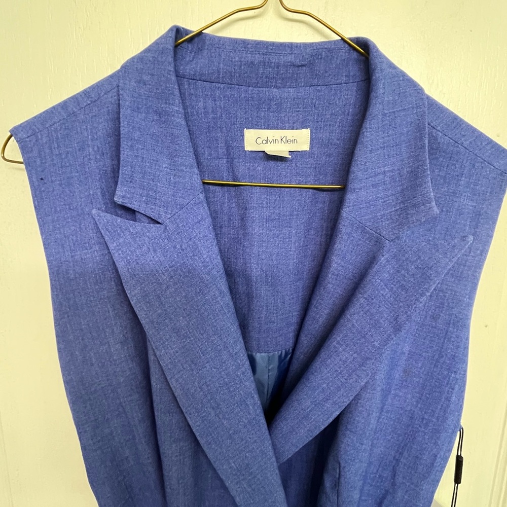 Calvin Klein Blue Sleeveless Belted Lined Dress Size 14.  Brand New With tags! - Picture 3 of 12